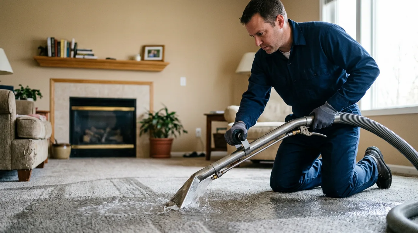 Water damage restoration technician working near Dundee, KY